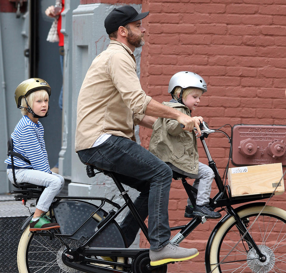 Liev Schreiber Takes His Boys For A Bike Ride