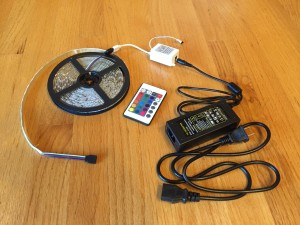 LED Rope (5m) with a LED controller, remote control, and power supply