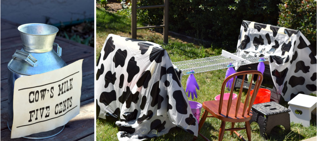 Cow milking activity with rubber gloves and water - MakeHardware.com